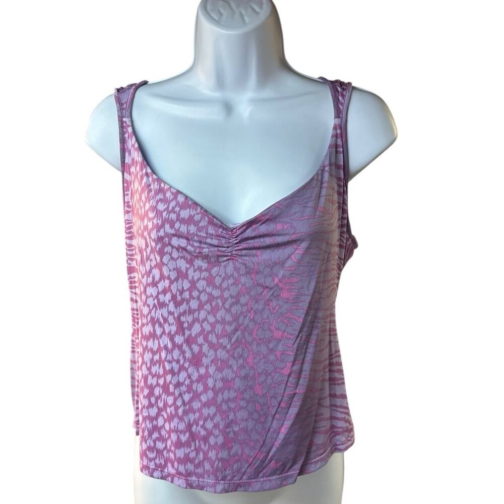 Victoria’s Secret Pink Purple Abstract Print Tank Top Ruched Front Women’s L